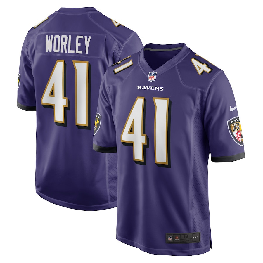 Daryl Worley 41 Baltimore Ravens Team Game Men Jersey - Purple JS5786 nicesnker