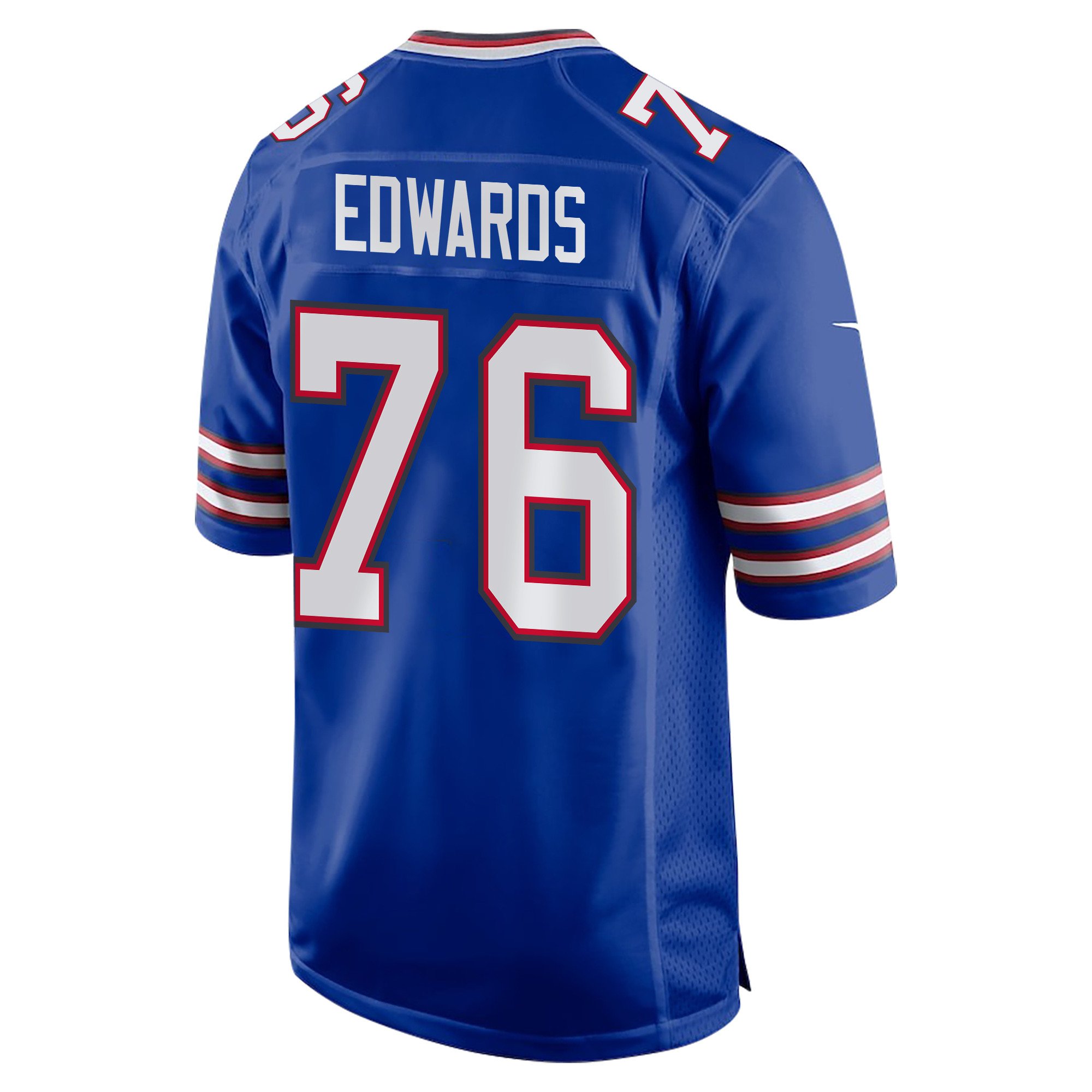Alternative view of David Edwards 76 Buffalo Bills Super Bowl LIX Champions Patch 'New Orleans - A Symphony of Sport' EMBROIDERED Game Men Jersey - Royal JS4448 nicesnker
