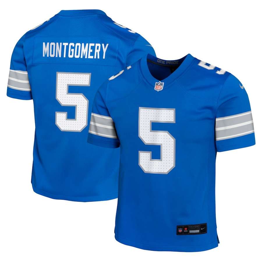 David Montgomery 5 Detroit Lions Team Player Game YOUTH Jersey - Blue JS4325 nicesnker