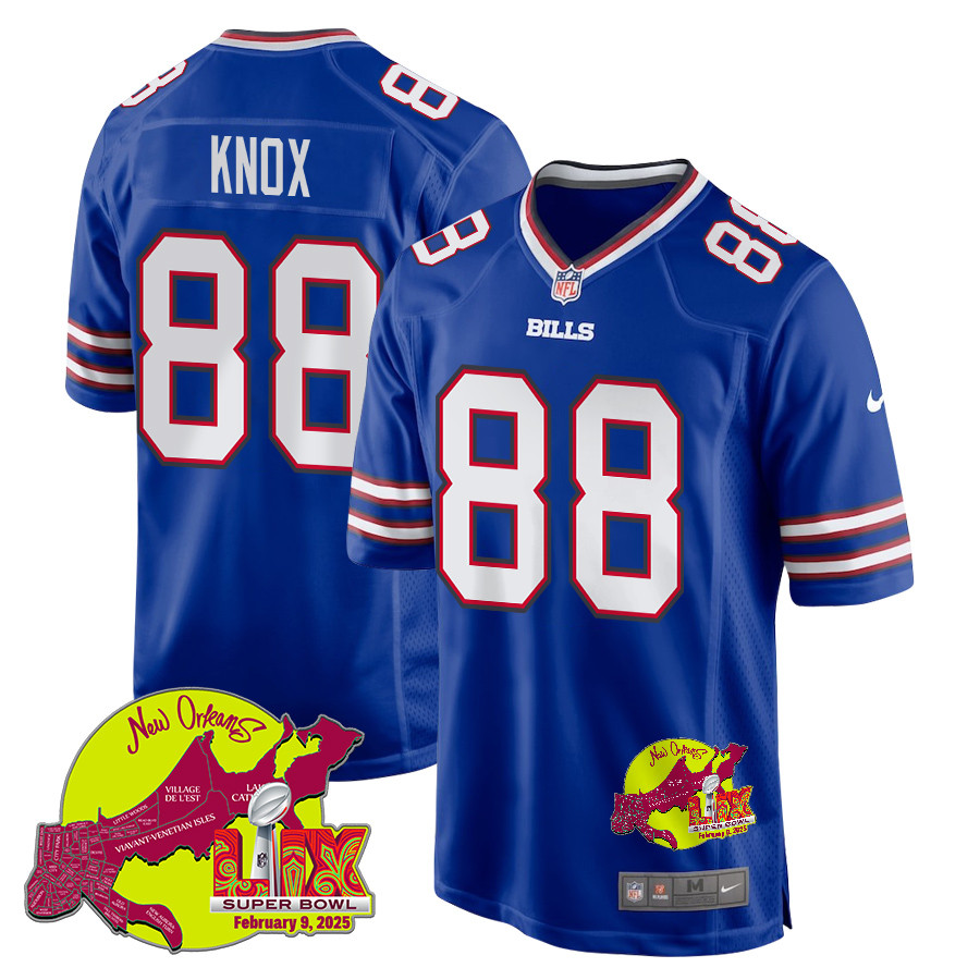 Dawson Knox 88 Buffalo Bills Super Bowl LIX New Orleans Patch Game Men Jersey - Royal JS4399 nicesnker