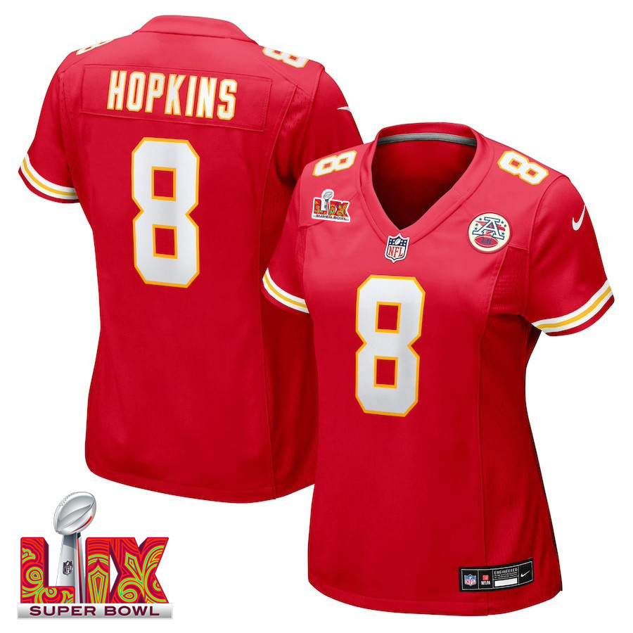 DeAndre Hopkins #8 Kansas City Chiefs Super Bowl LIX Women's Jersey - Red JS7452 nicesnker