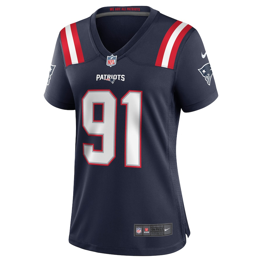 Alternative view of Deatrich Wise Jr. 91 New England Patriots Women Game Jersey - Navy JS1451 nicesnker