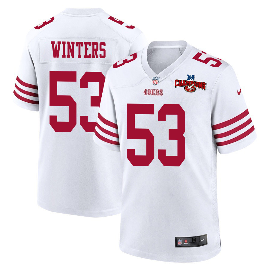 Dee Winters 53 San Francisco 49ers NFC Champions Patch Game Men Jersey - White JS8340 nicesnker