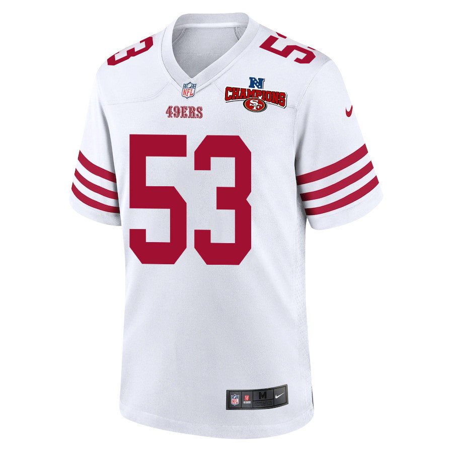 Alternative view of Dee Winters 53 San Francisco 49ers NFC Champions Patch Game Men Jersey - White JS8340 nicesnker
