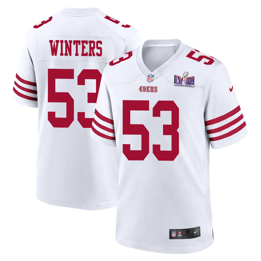 Dee Winters 53 San Francisco 49ers Super Bowl LVIII Patch Game Men Jersey - White JS6405 nicesnker