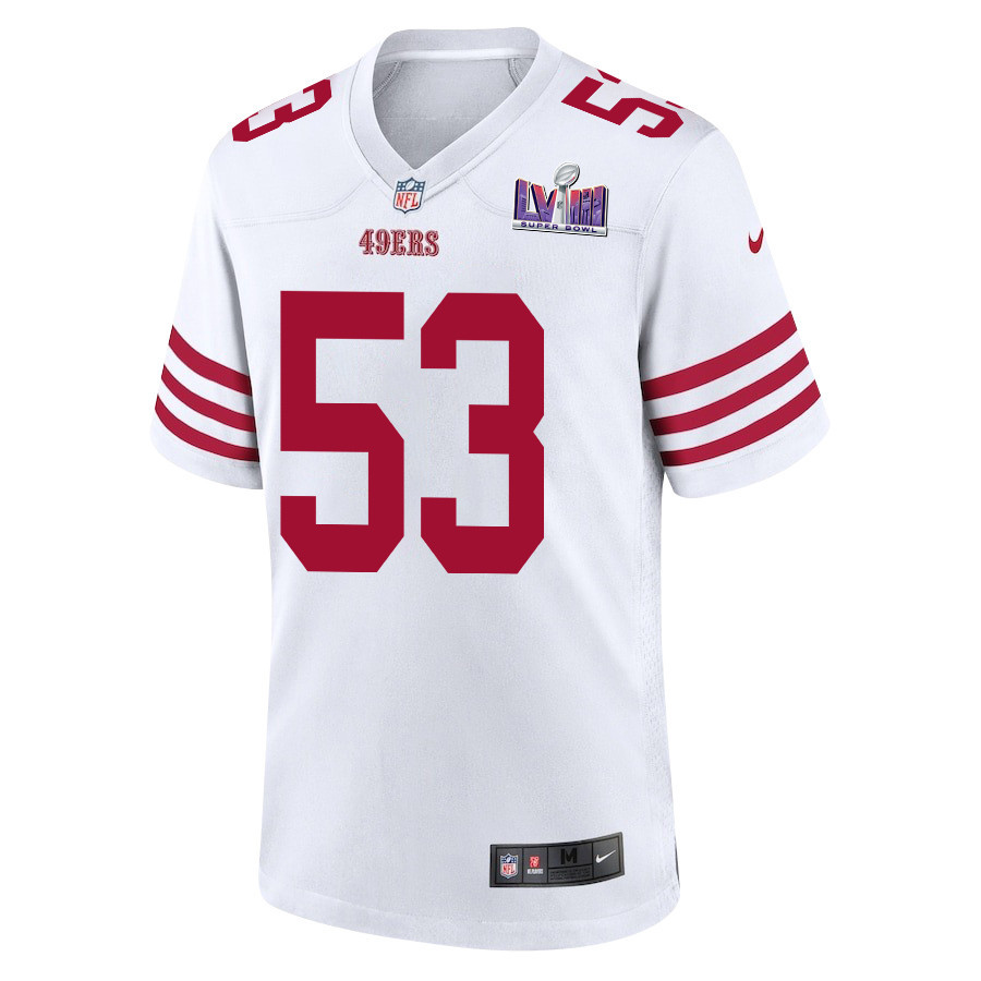 Alternative view of Dee Winters 53 San Francisco 49ers Super Bowl LVIII Patch Game Men Jersey - White JS6405 nicesnker