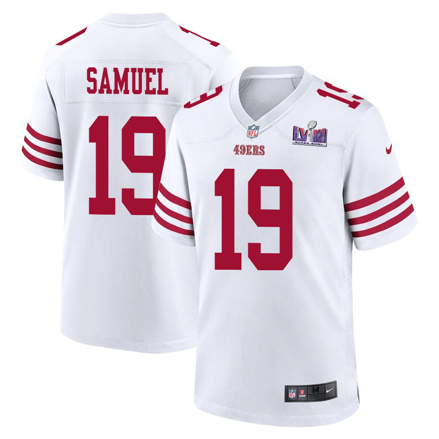 Deebo Samuel 19 San Francisco 49ers Super Bowl LVIII Patch Game Men Jersey - White JS5021 nicesnker