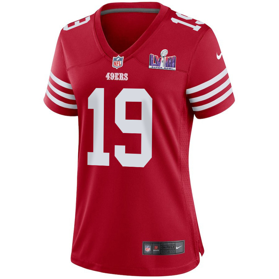 Alternative view of Deebo Samuel 19 San Francisco 49ers Super Bowl LVIII Patch Game Women Jersey - Scarlet JS3460 nicesnker