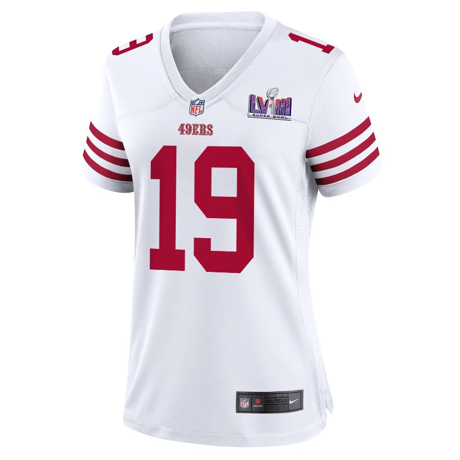 Alternative view of Deebo Samuel 19 San Francisco 49ers Super Bowl LVIII Patch Game Women Jersey - White JS5902 nicesnker