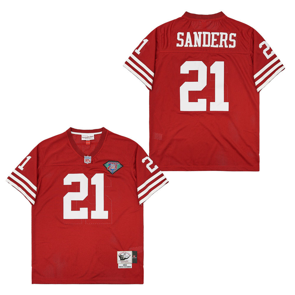 Deion Sanders 21 San Francisco 49ers Throwback Men Jersey - Red JS8014 nicesnker