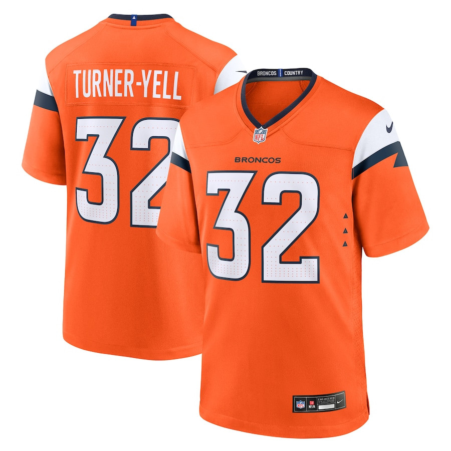 Delarrin Turner-Yell 32 Denver Broncos Team Game Men Jersey - Orange JS4053 nicesnker