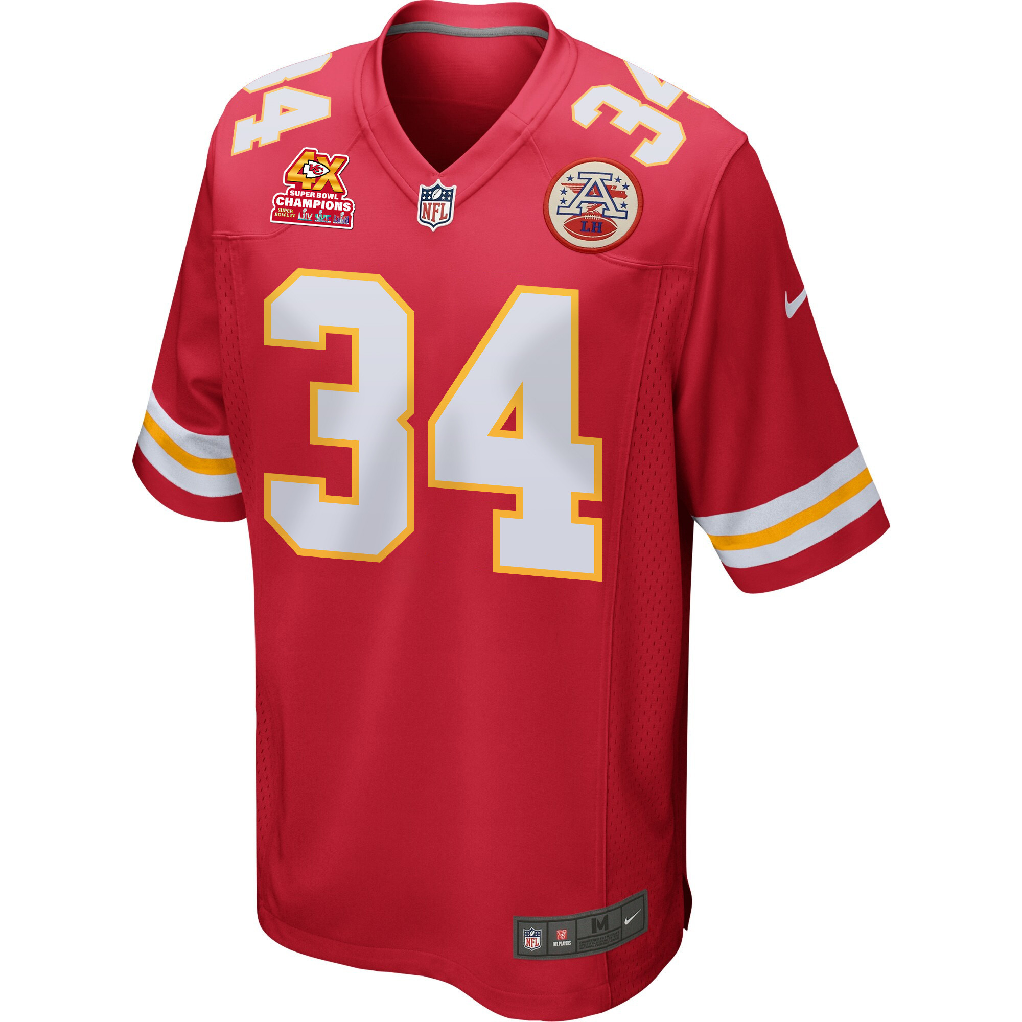 Alternative view of Deneric Prince 34 Kansas City Chiefs Super Bowl LVIII Champions 4X Game Men Jersey - Red JS5132 nicesnker