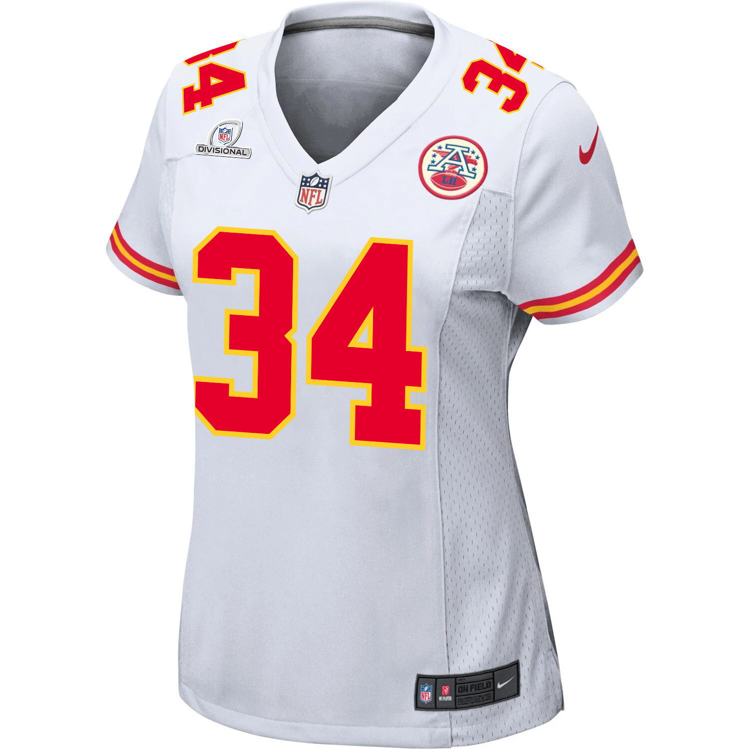 Alternative view of Deneric Prince 34 Kansas City Chiefs Super Bowl LVIII Patch Game Women Jersey - White JS2027 nicesnker