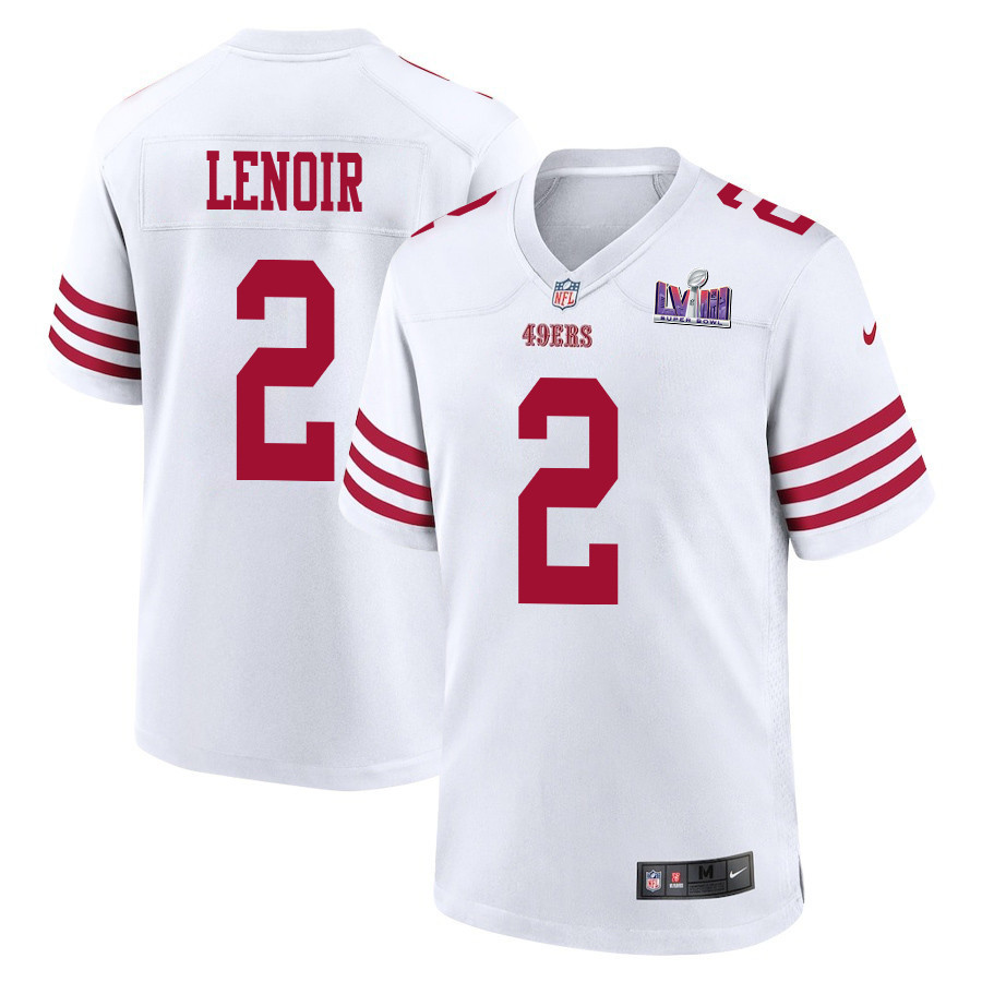 Deommodore Lenoir 2 San Francisco 49ers Super Bowl LVIII Patch Game Men Jersey - White JS6727 nicesnker