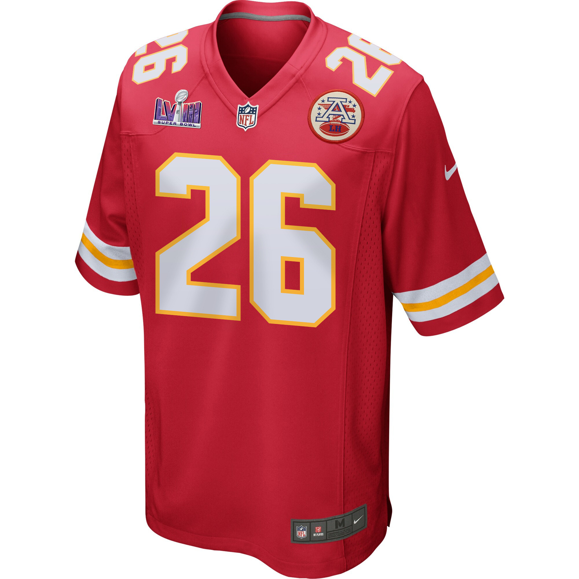 Alternative view of Deon Bush 26 Kansas City Chiefs Super Bowl LVIII Patch Game Men Jersey - Red JS1911 nicesnker
