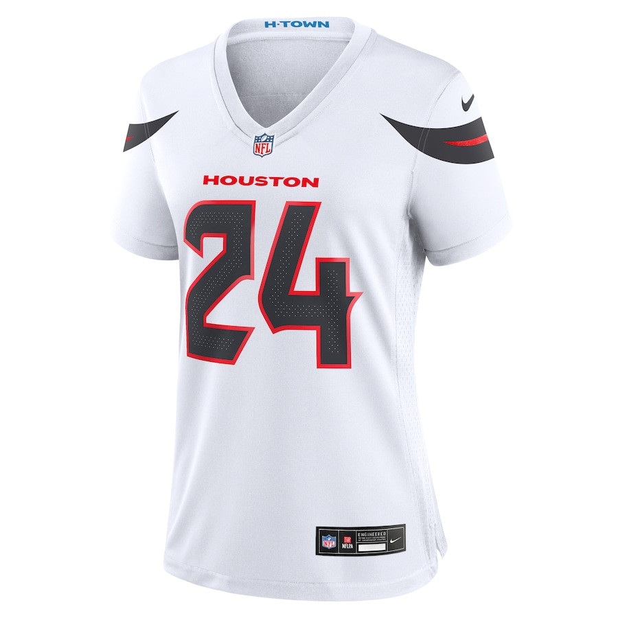 Alternative view of Derek Stingley Jr. 24 Houston Texans Women Game Jersey - White JS6118 nicesnker