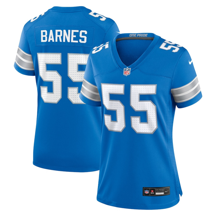 Derrick Barnes 55 Detroit Lions Women's Team Game Jersey - Blue JS1599 nicesnker