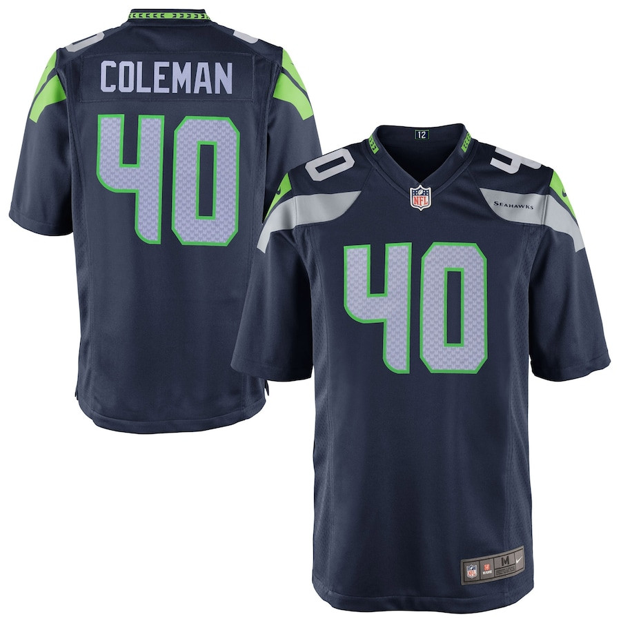 Derrick Coleman 40 Seattle Seahawks YOUTH Team Color Game Jersey - College Navy JS6147 nicesnker