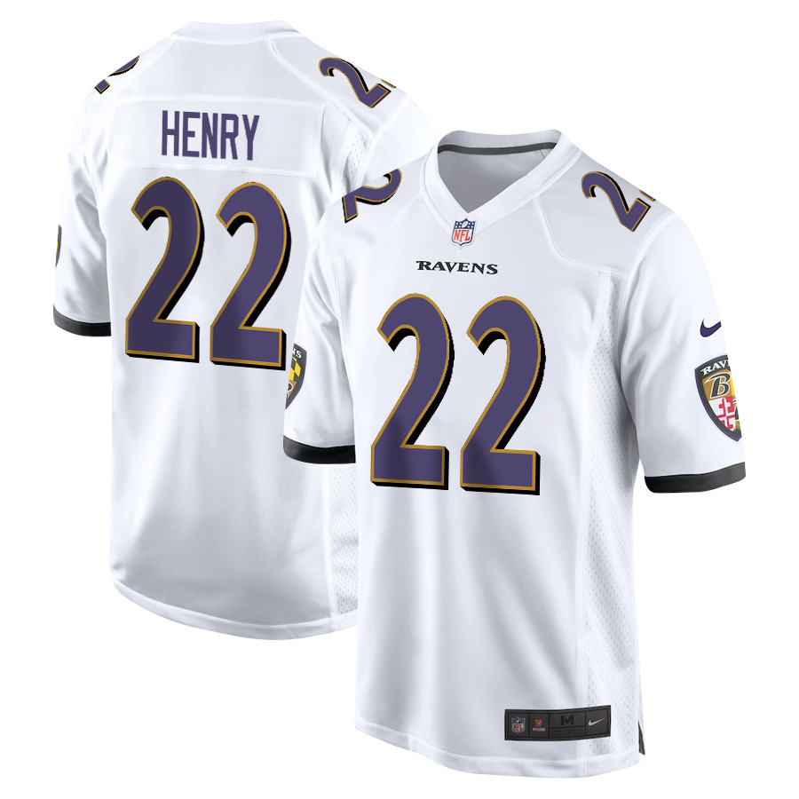 Derrick Henry 22 Baltimore Ravens Game Men Jersey - White JS4410 nicesnker