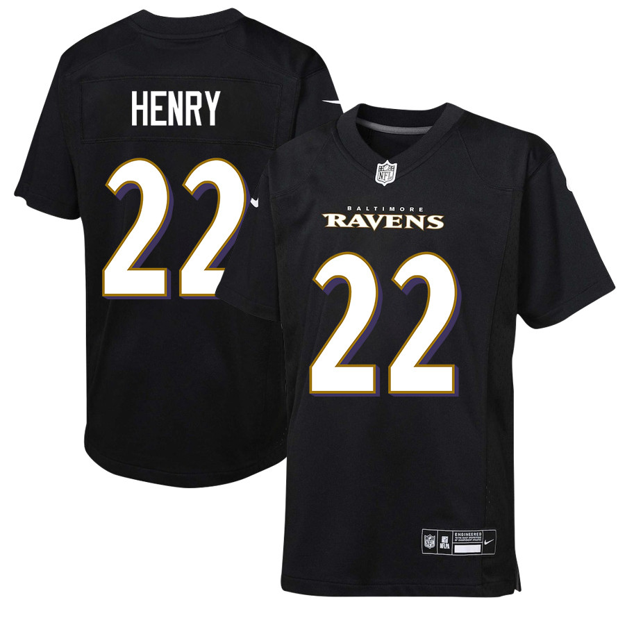 Derrick Henry 22 Baltimore Ravens Game YOUTH Jersey - Black JS3465 nicesnker