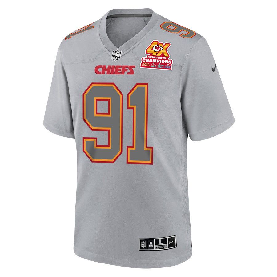 Alternative view of Derrick Nnadi 91 Kansas City Chiefs Super Bowl LVIII Champions 4X Atmosphere Fashion Game Men Jersey - Gray JS5257 nicesnker