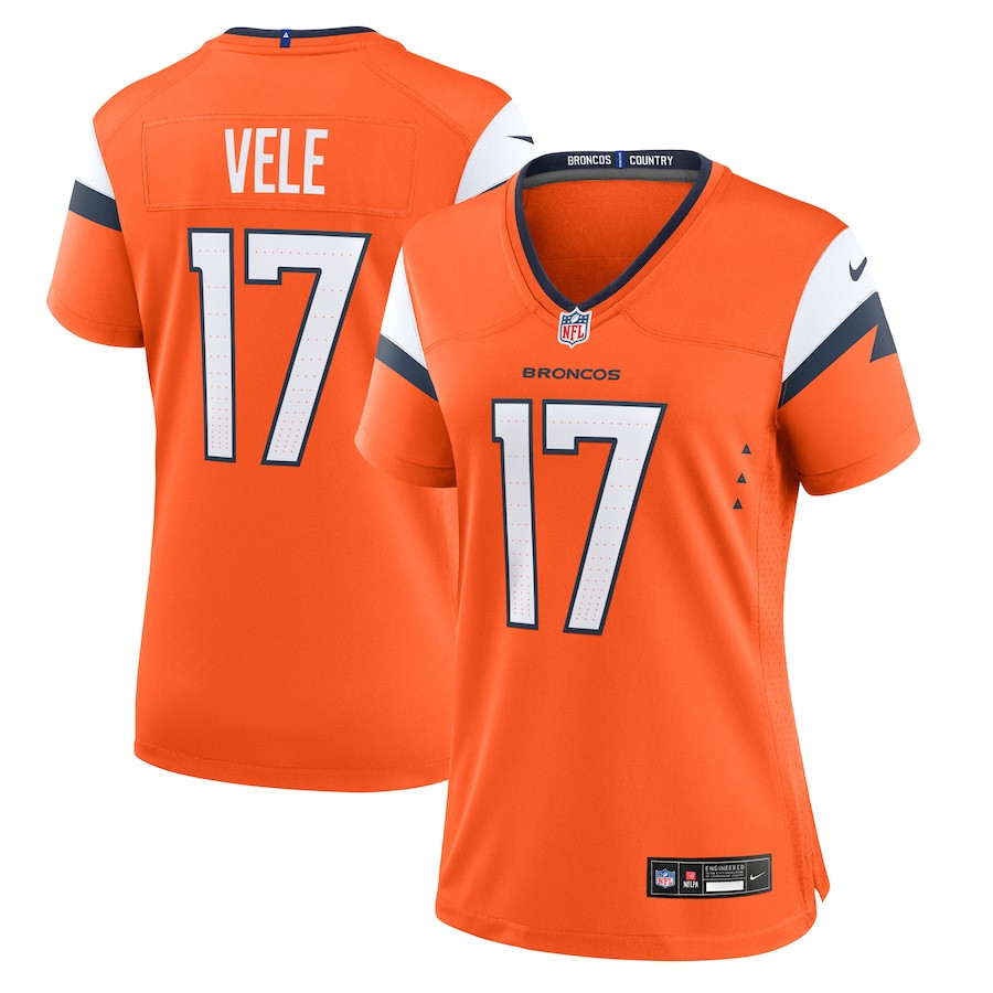 Devaughn Vele 17 Denver Broncos Women Team Game Jersey - Orange JS5384 nicesnker