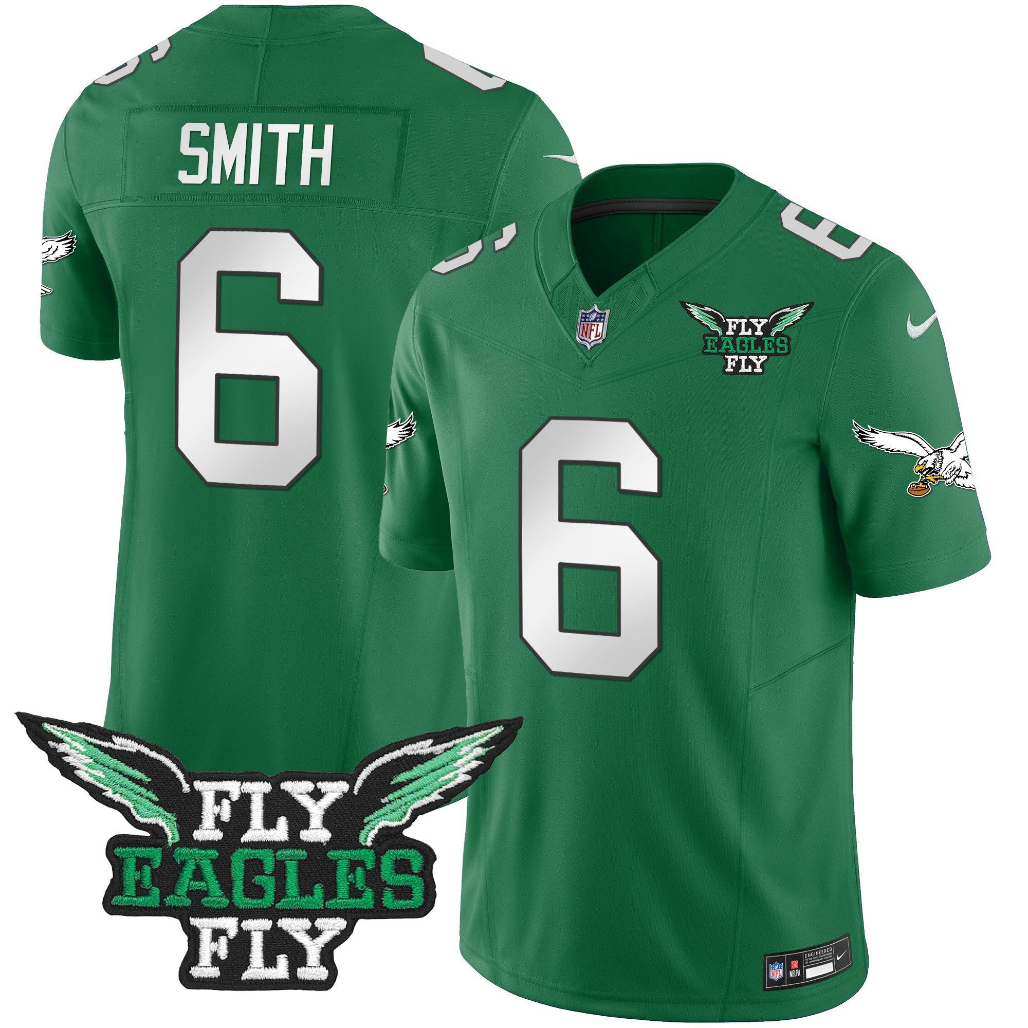 DeVonta Smith 6 Philadelphia Eagles Fly Eagles Fly Patch Alternate Game Men Jersey - Kelly Green JS5189 nicesnker