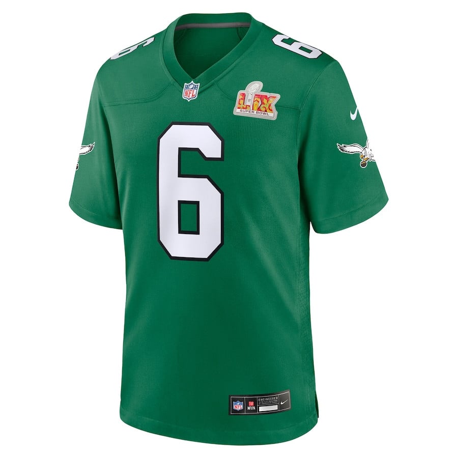 Alternative view of DeVonta Smith 6 Philadelphia Eagles Super Bowl LIX 2nd Alternate Game Jersey - Kelly Green JS5473 nicesnker