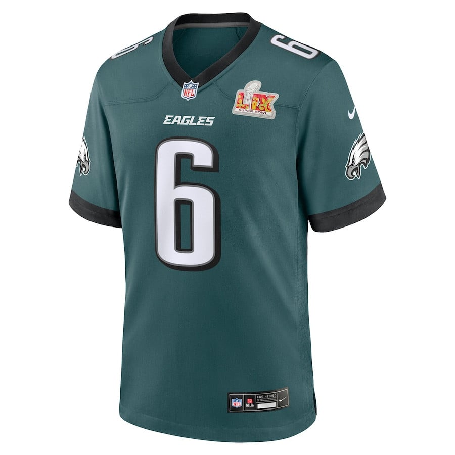 Alternative view of DeVonta Smith 6 Philadelphia Eagles Super Bowl LIX Game Player Jersey - Midnight Green JS8159 nicesnker