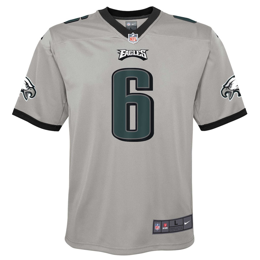 Alternative view of DeVonta Smith 6 Philadelphia Eagles YOUTH Inverted Game Jersey - Silver JS8391 nicesnker
