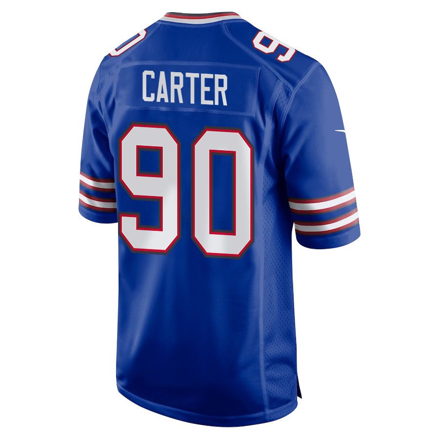 Alternative view of DeWayne Carter 90 Buffalo Bills Super Bowl LIX New Orleans Patch Game Men Jersey - Royal JS3721 nicesnker