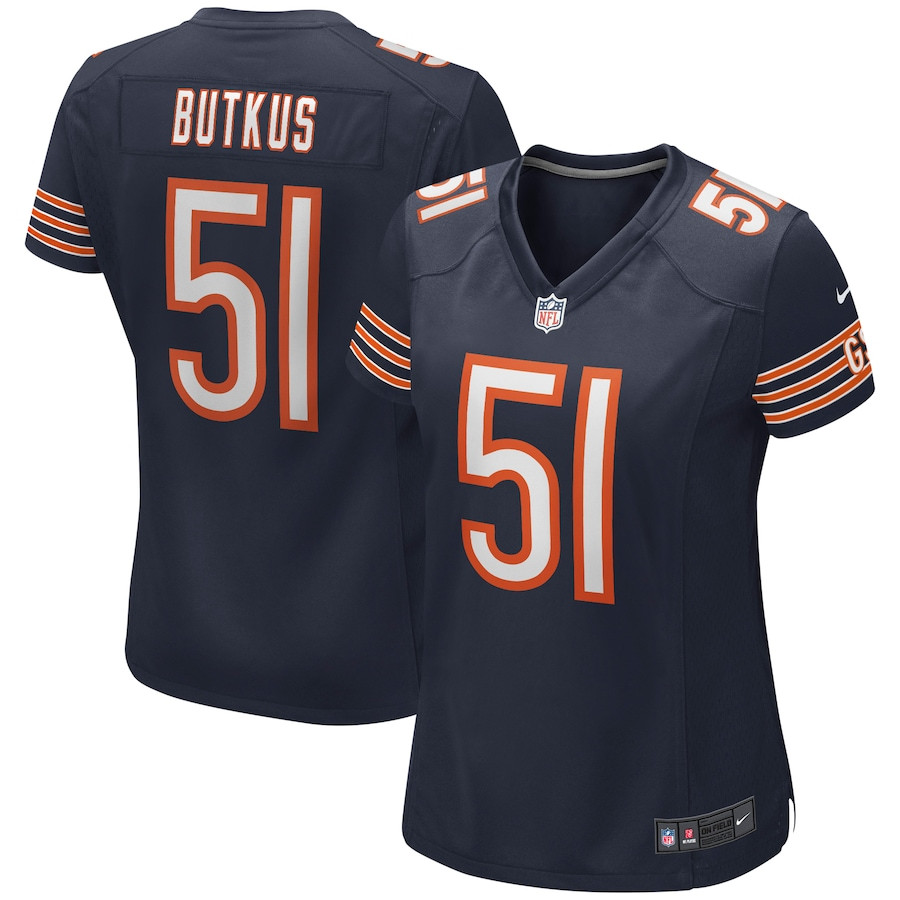 Dick Butkus 51 Chicago Bears Women Game Retired Jersey - Navy JS4235 nicesnker