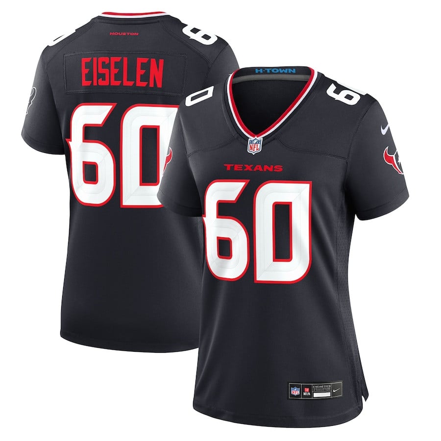 Dieter Eiselen 60 Houston Texans Women's Team Game Jersey - Navy JS6521 nicesnker
