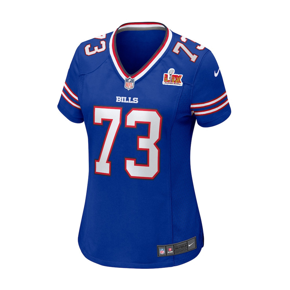 Alternative view of Dion Dawkins #73 Buffalo Bills Super Bowl LIX Women's Jersey - Royal JS1241 nicesnker