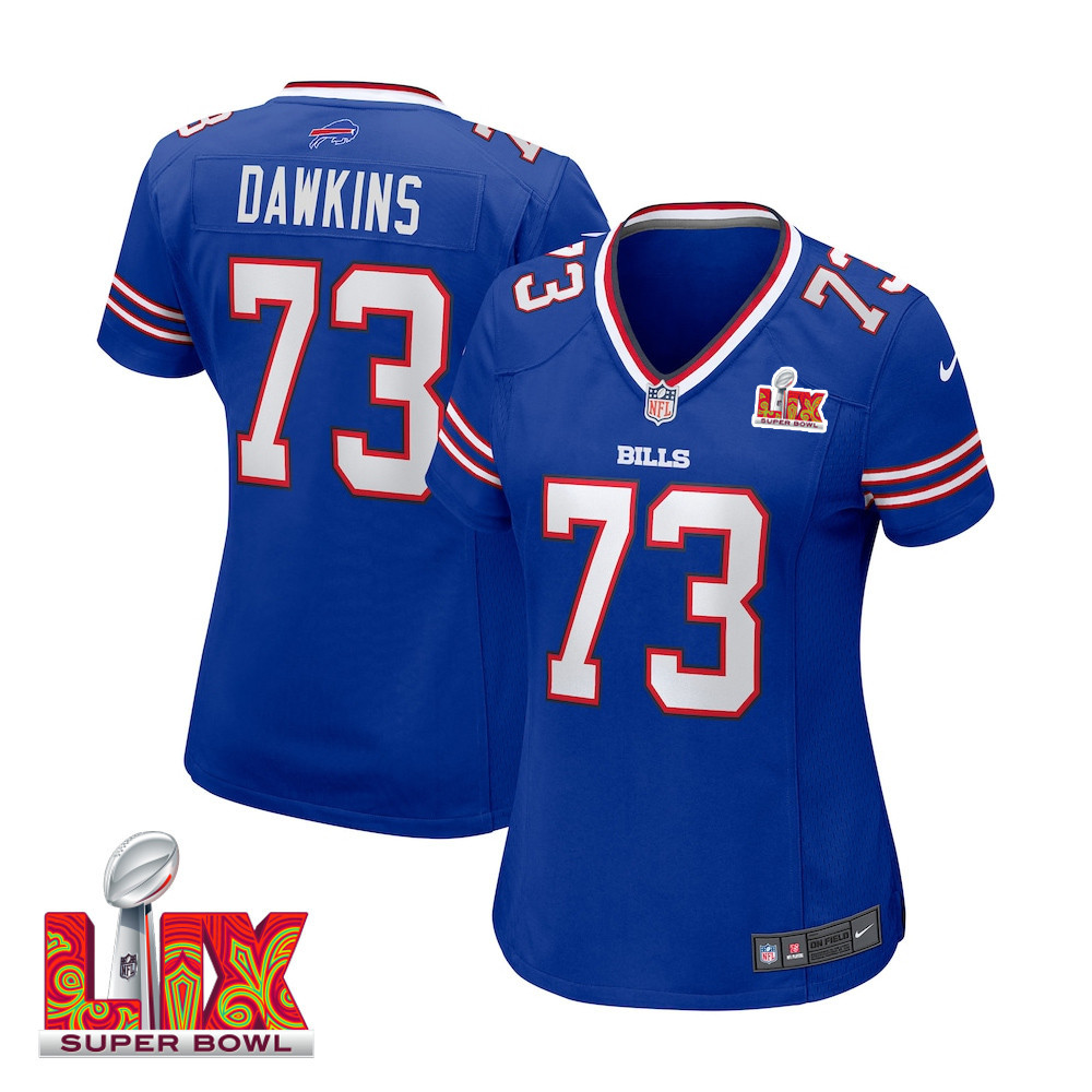 Dion Dawkins #73 Buffalo Bills Super Bowl LIX Women's Jersey - Royal JS1241 nicesnker
