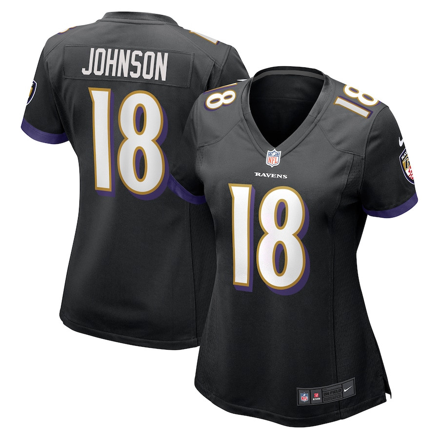 Diontae Johnson 18 Baltimore Ravens Women's Alternate Player Game Jersey - Black JS6240 nicesnker