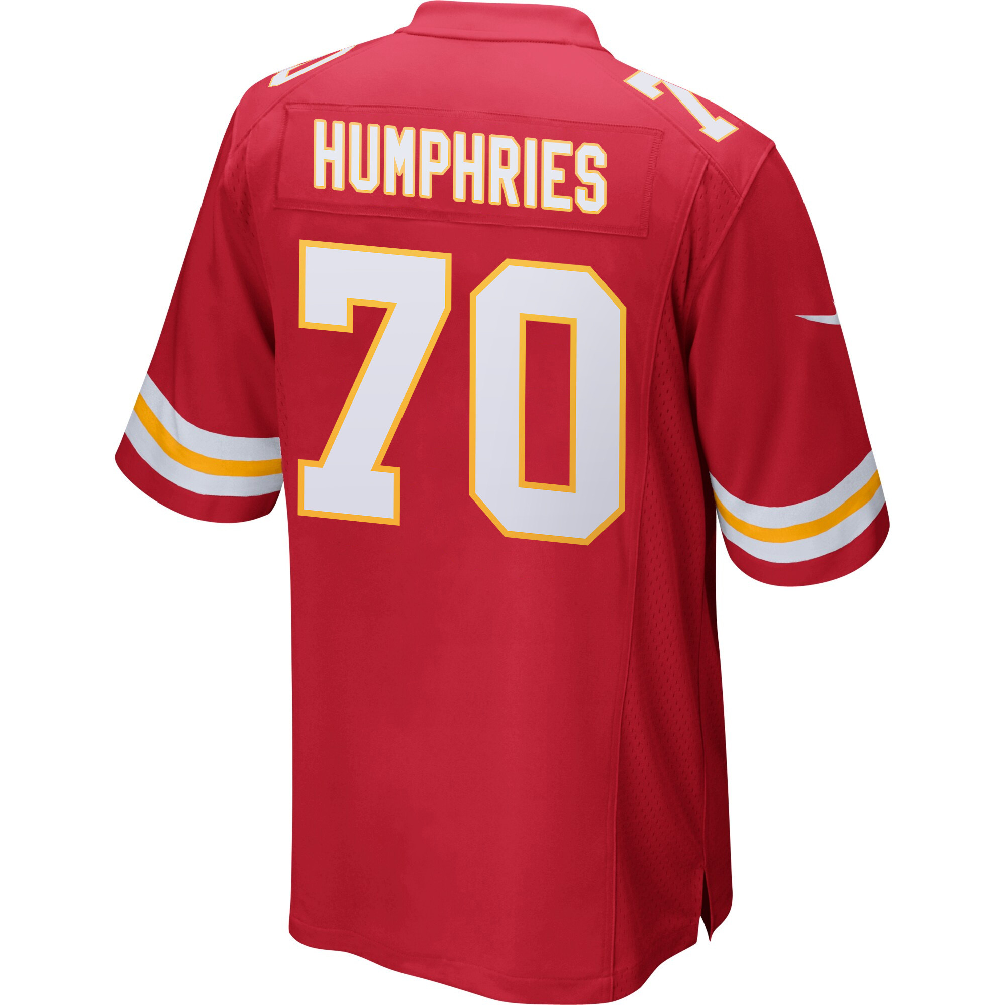 Alternative view of D.J. Humphries 70 Kansas City Chiefs Super Bowl LIX New Orleans Patch Game Men Jersey - Red JS3682 nicesnker
