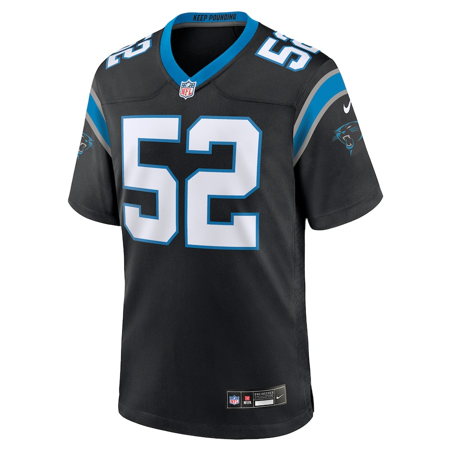 Alternative view of DJ Johnson 52 Carolina Panthers Game Men Jersey - Black JS2533 nicesnker