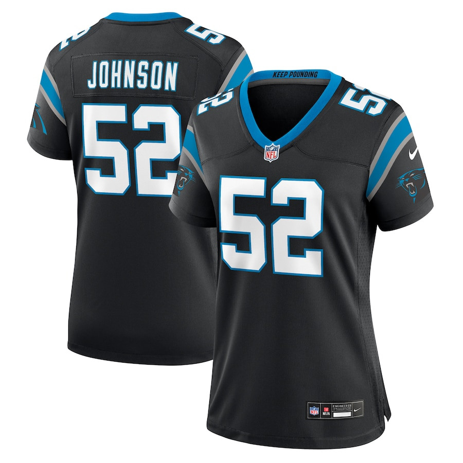 DJ Johnson 52 Carolina Panthers Women's Game Jersey - Black JS9583 nicesnker