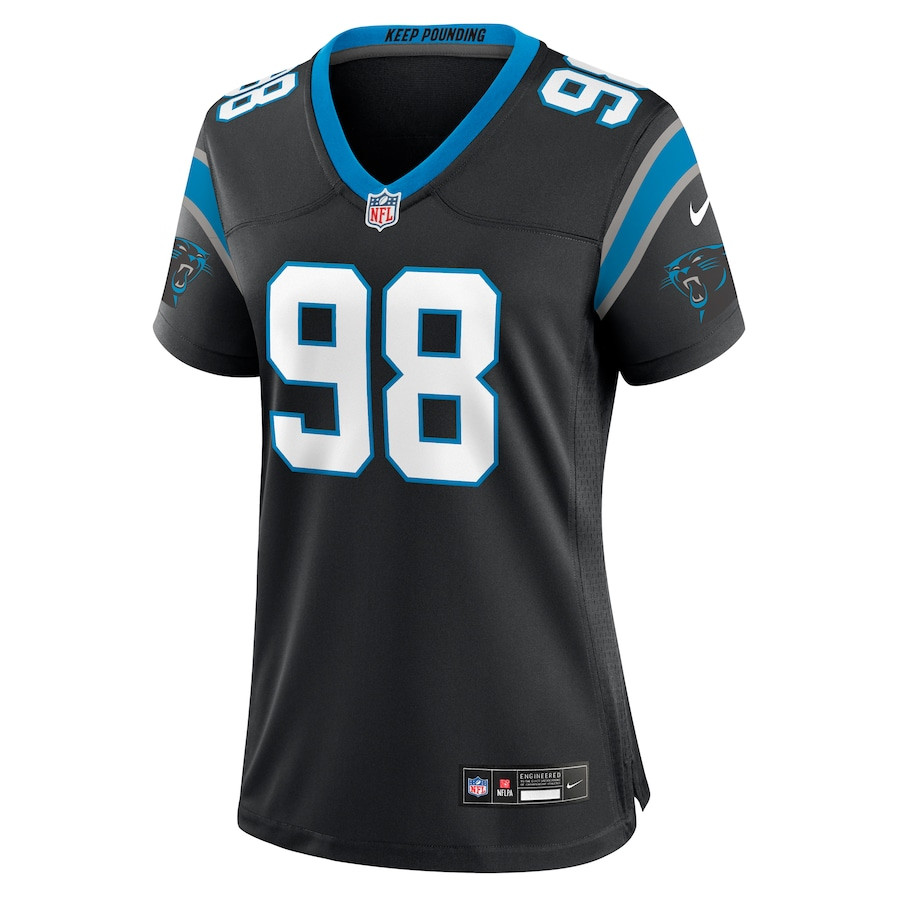 Alternative view of D.J. Wonnum 98 Carolina Panthers Women's Game Jersey - Black JS4110 nicesnker