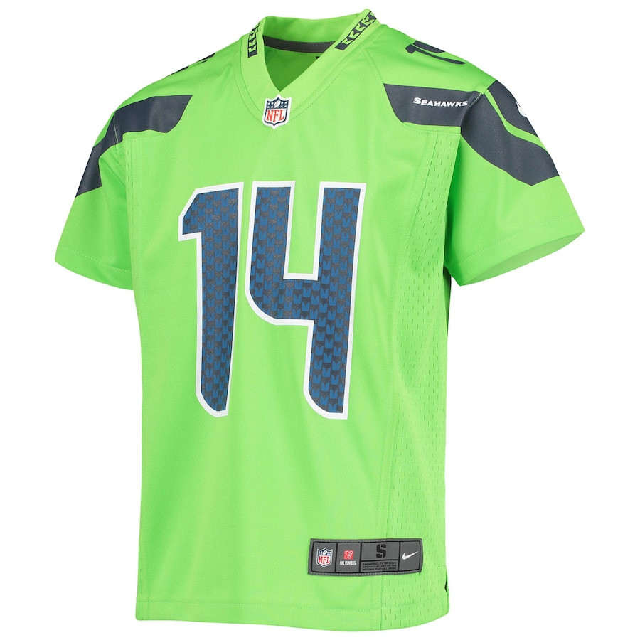Alternative view of DK Metcalf 14 Seattle Seahawks YOUTH Game Jersey - Neon Green JS3341 nicesnker