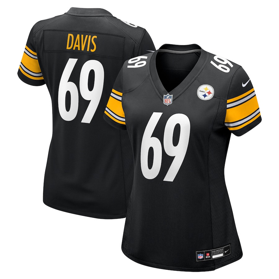 Domenique Davis 69 Pittsburgh Steelers Women's Game Jersey - Black JS1783 nicesnker