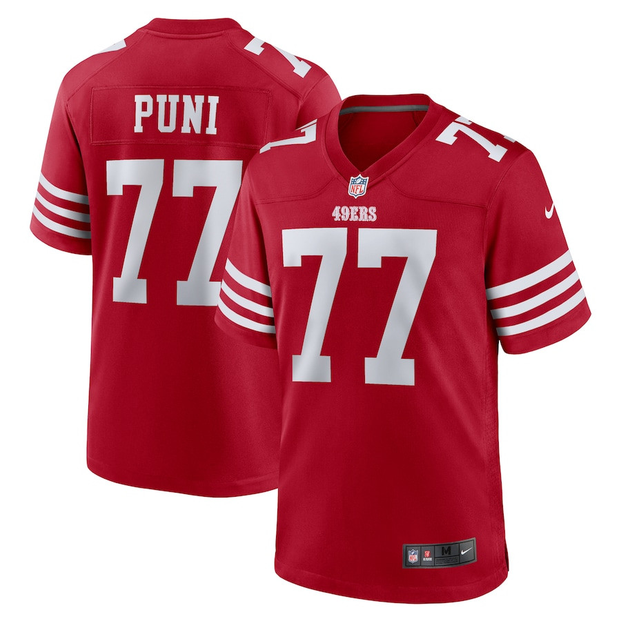 Dominick Puni 77 San Francisco 49ers Team Game Men Jersey - Scarlet JS5837 nicesnker