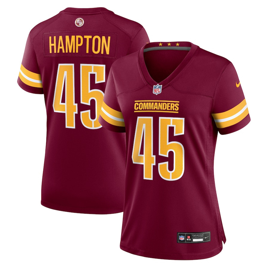 Dominique Hampton 45 Washington Commanders Women's Game Jersey - Burgundy JS8734 nicesnker