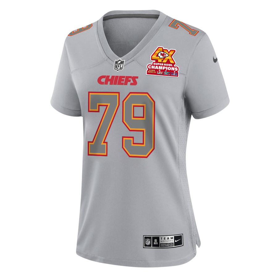Alternative view of Donovan Smith 79 Kansas City Chiefs Super Bowl LVIII Champions 4X Atmosphere Fashion Game Women Jersey - Gray JS9076 nicesnker