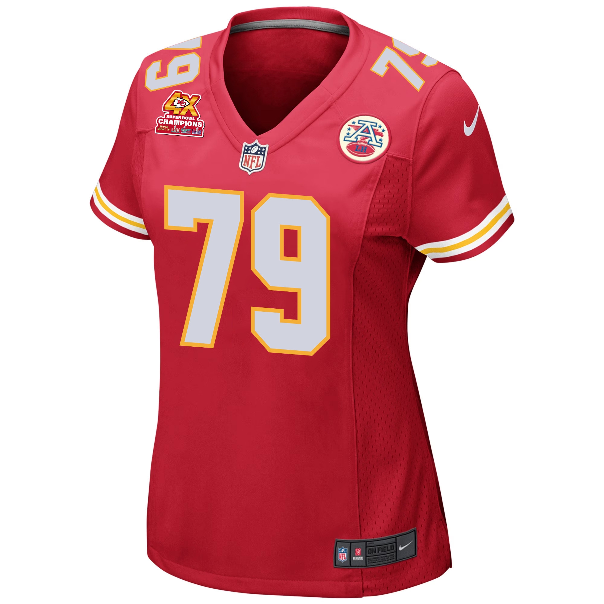 Alternative view of Donovan Smith 79 Kansas City Chiefs Super Bowl LVIII Champions 4X Game Women Jersey - Red JS5758 nicesnker