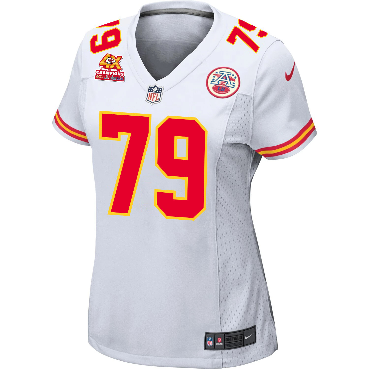 Alternative view of Donovan Smith 79 Kansas City Chiefs Super Bowl LVIII Champions 4X Game Women Jersey - White JS7295 nicesnker