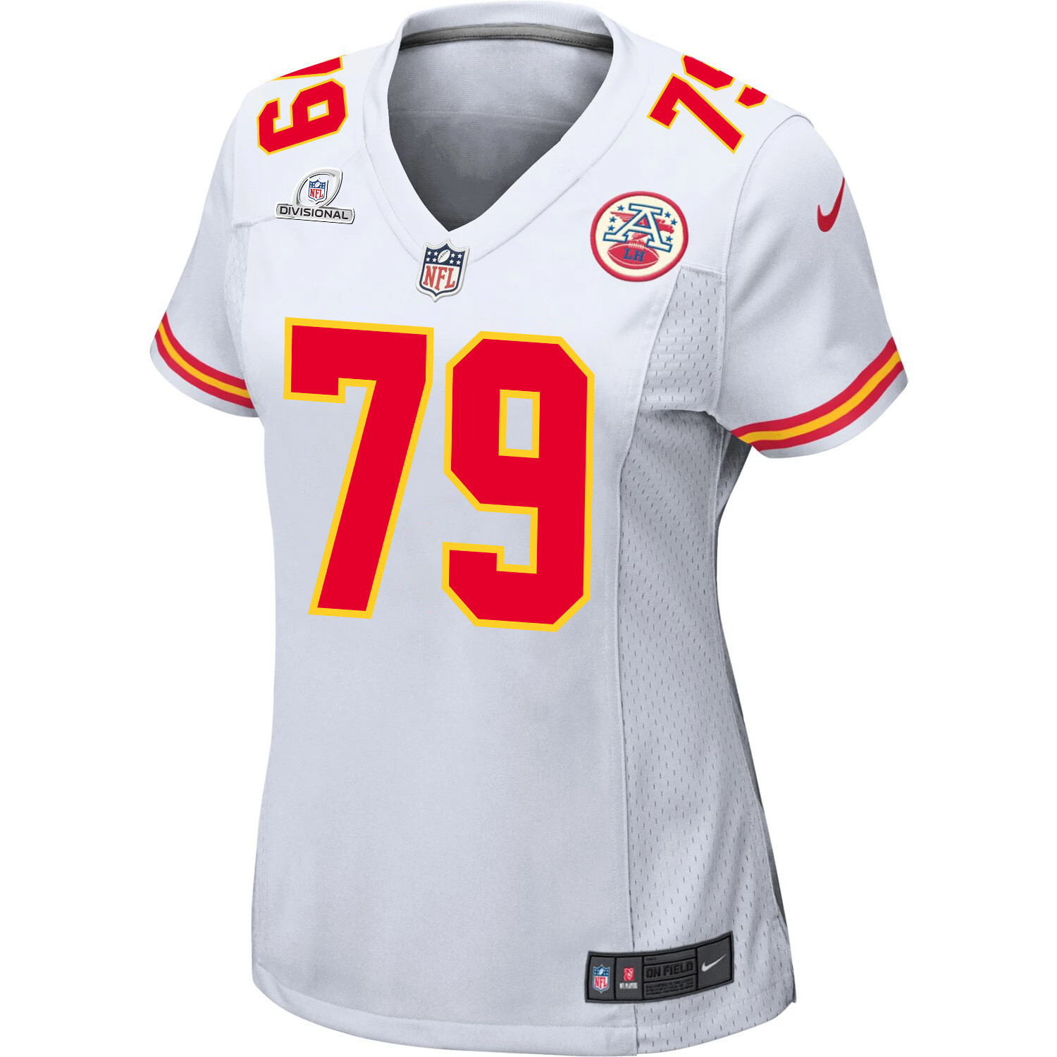 Alternative view of Donovan Smith 79 Kansas City Chiefs Super Bowl LVIII Patch Game Women Jersey - White JS3465 nicesnker