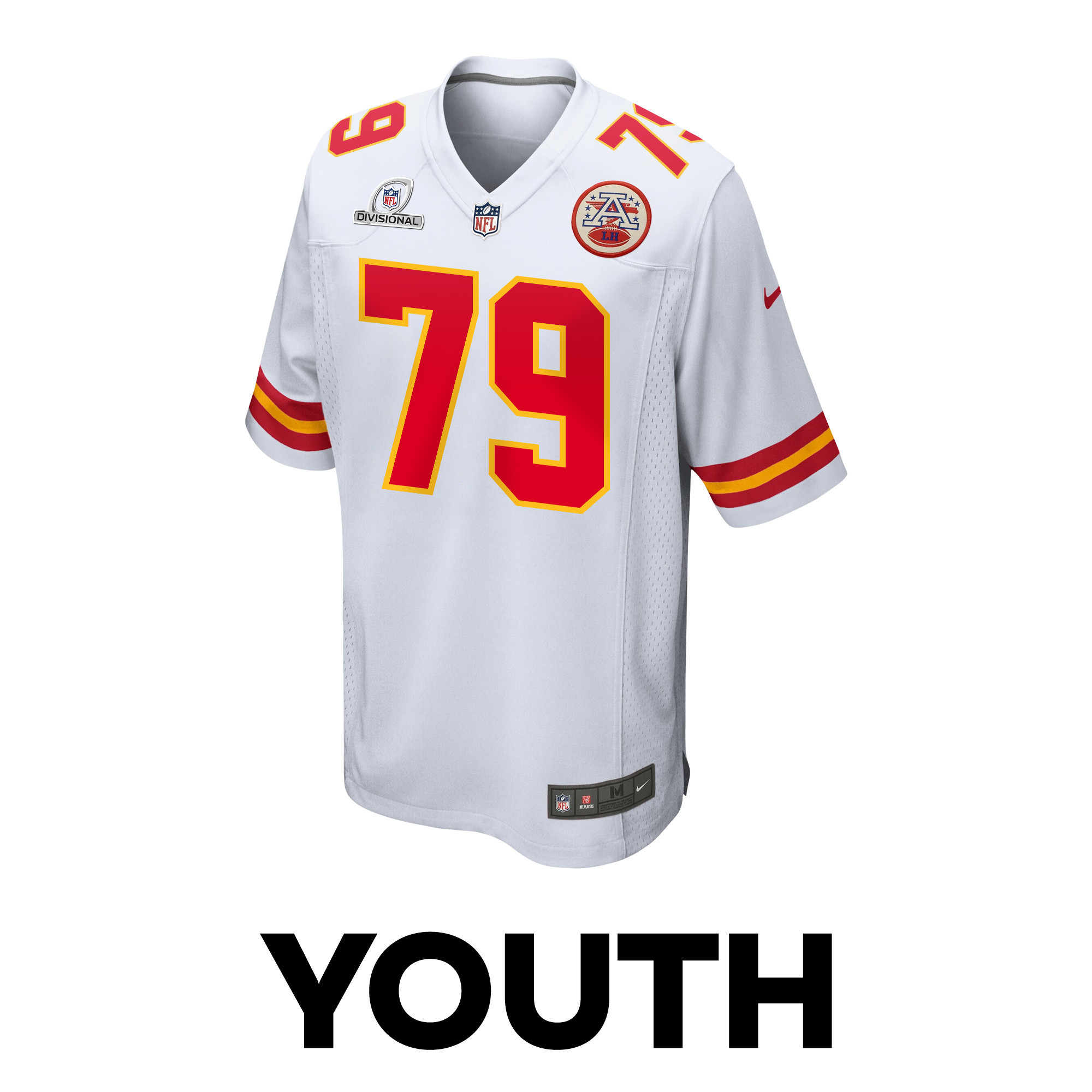 Alternative view of Donovan Smith 79 Kansas City Chiefs Super Bowl LVIII Patch Game YOUTH Jersey - White JS5189 nicesnker