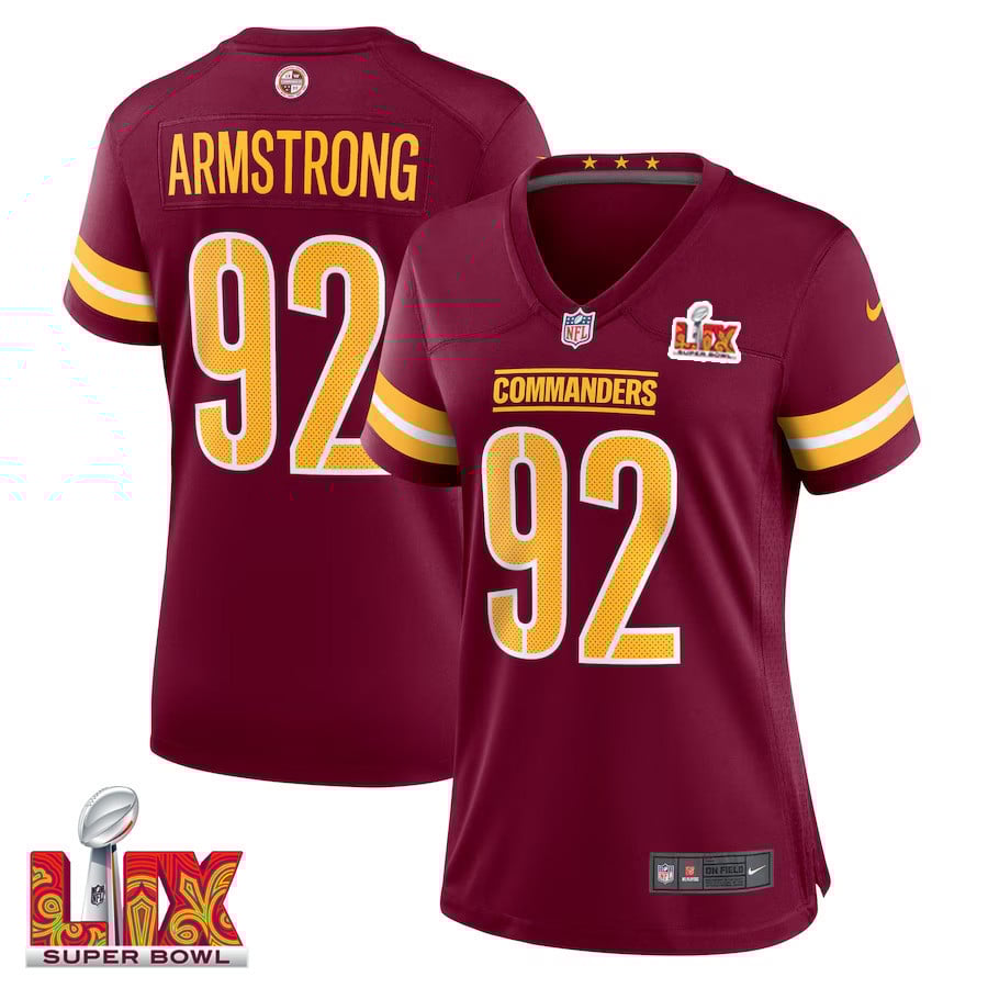 Dorance Armstrong #92 Washington Commanders Super Bowl LIX Women's Jersey - Burgundy JS3170 nicesnker